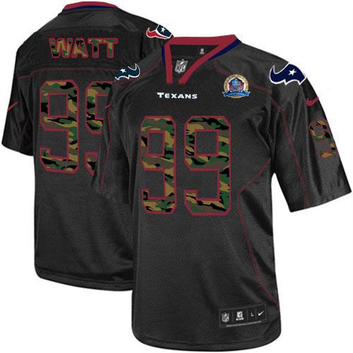Texans #99 J.J. Watt Black With Hall of Fame 50th Patch Men's Stitched NFL Elite Camo Fashion Jersey