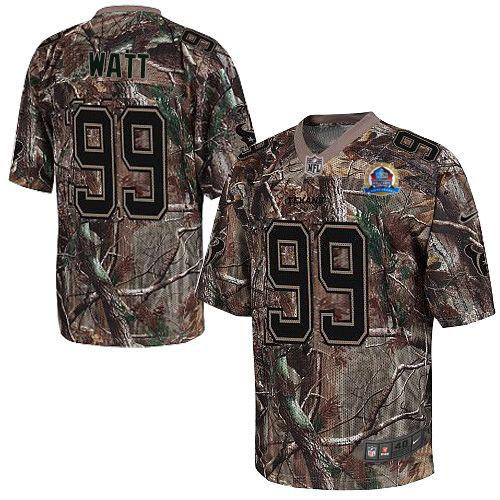 Texans #99 J.J. Watt Camo With Hall of Fame 50th Patch Men's Stitched NFL Realtree Elite Jersey