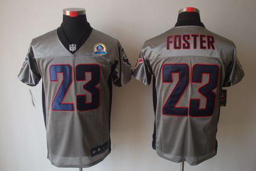 Texans #23 Arian Foster Grey Shadow With Hall of Fame 50th Patch Men's Stitched NFL Elite Jersey