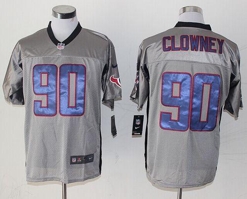 Texans #90 Jadeveon Clowney Grey Shadow Men's Stitched NFL Elite Jersey