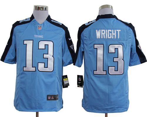Titans #13 Kendall Wright Light Blue Team Color Men's Stitched NFL Game Jersey