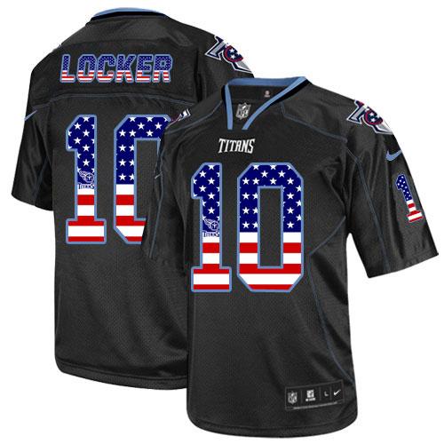 Titans #10 Jake Locker Black Men's Stitched NFL Elite USA Flag Fashion Jersey