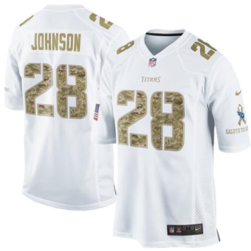Titans #28 Chris Johnson White Men's Stitched NFL Limited Salute to Service Jersey
