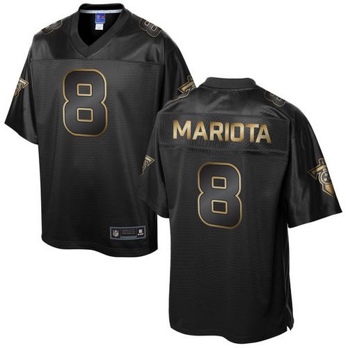 Titans #8 Marcus Mariota Pro Line Black Gold Collection Men's Stitched NFL Game Jersey