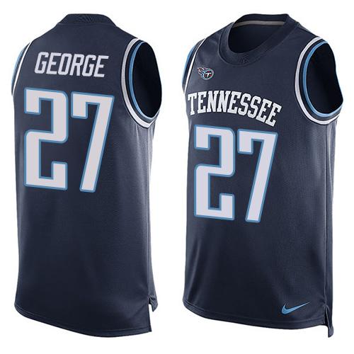Titans #27 Eddie George Navy Blue Alternate Men's Stitched NFL Limited Tank Top Jersey