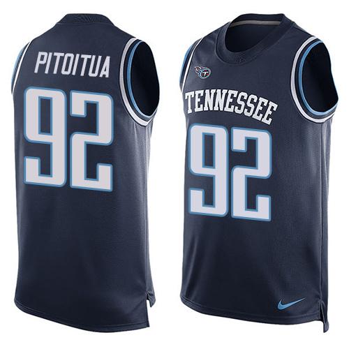 Titans #92 Ropati Pitoitua Navy Blue Alternate Men's Stitched NFL Limited Tank Top Jersey