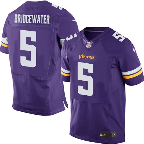 Vikings #5 Teddy Bridgewater Purple Team Color Men's Stitched NFL Elite Jersey