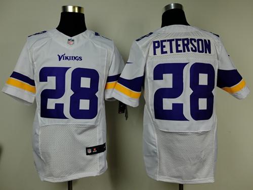 Vikings #28 Adrian Peterson White Men's Stitched NFL Elite Jersey