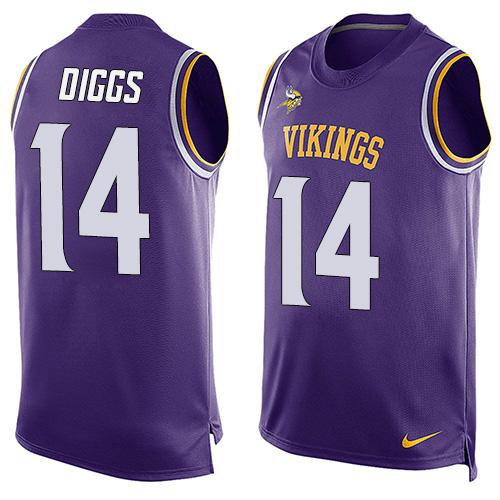 Vikings #14 Stefon Diggs Purple Team Color Men's Stitched NFL Limited Tank Top Jersey