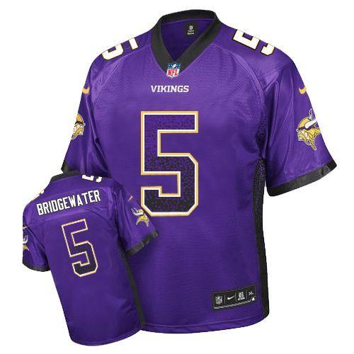 Vikings #5 Teddy Bridgewater Purple Team Color Men's Stitched NFL Elite Drift Fashion Jersey