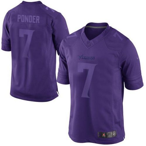 Vikings #7 Christian Ponder Purple Men's Stitched NFL Drenched Limited Jersey