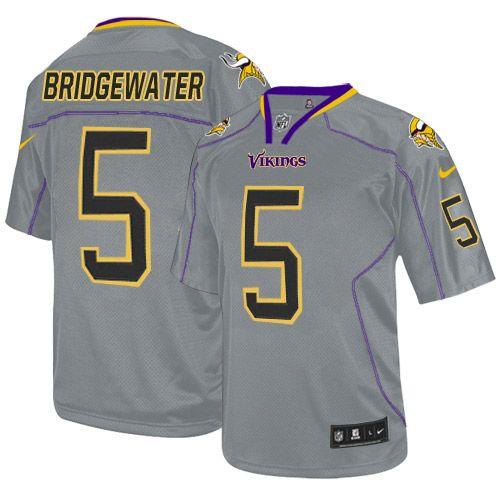 Vikings #5 Teddy Bridgewater Lights Out Grey Men's Stitched NFL Elite Jersey
