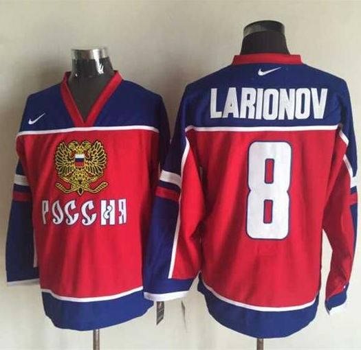 Canucks #8 Igor Larionov Red/Blue Stitched NHL Jersey