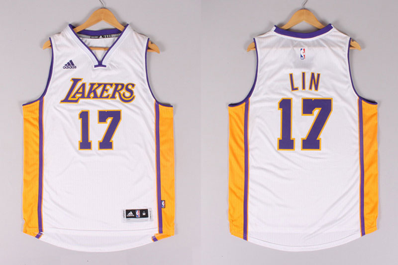 2014 2015 NBA Los Angeles Lakers 17 Jeremy Lin New Revolution 30 Swingman White Jersey