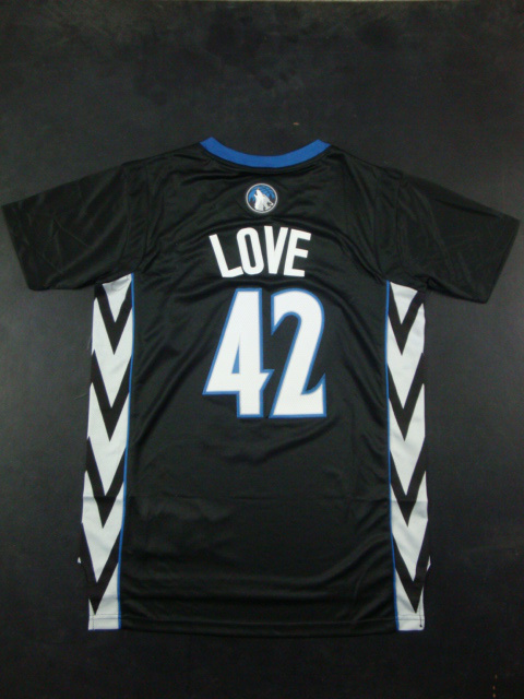 2014 NBA Minnesota Timberwolves 42 Kevin Love Revolution 30 Swingman Alternate Black Jersey With Sleeve