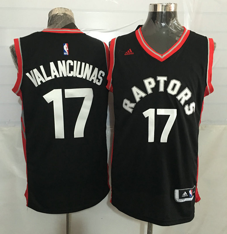 2015 2016 NBA Toronto Raptors 17 Jonas Valanciunas New Revolution 30 Swingman Black Jersey