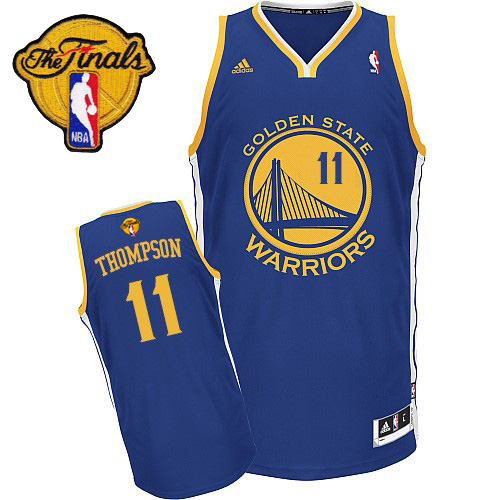 2015 NBA Finals Patch NBA Golden State Warriors 11 Klay Thompson New Revolution 30 Swingman Blue Jersey