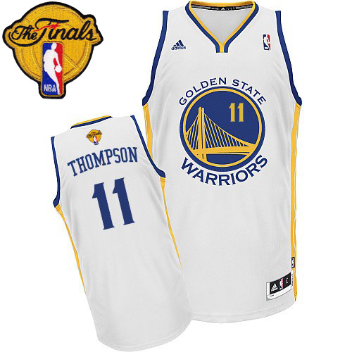 2015 NBA Finals Patch NBA Golden State Warriors 11 Klay Thompson New Revolution 30 Swingman White Jersey