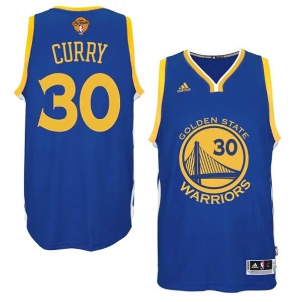 2015 NBA Finals Patch NBA Golden State Warriors 30 Stephen Curry New Revolution 30 Swingman Blue Jersey