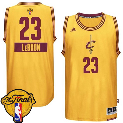 2015 NBA Finals Patch Christmas Day jersey Cleveland Cavaliers 23 LeBron James Gold Swingman Alternate Jersey