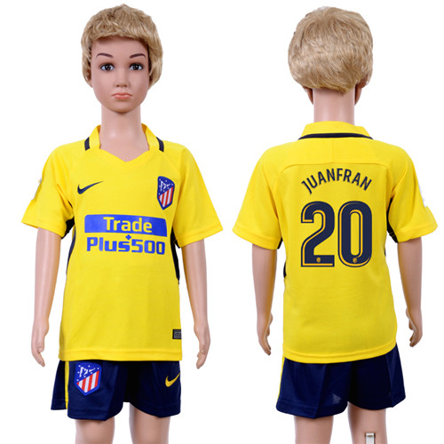 2017 18 Atletico Madrid 20 JUANFRAN Away Youth Soccer Jersey