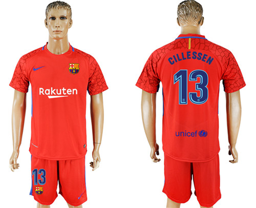 2017 18 Barcelona 13 CILLESSEN Red Goalkeeper Soccer Jersey