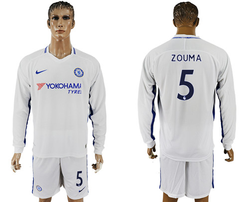 2017 18 Chelsea 5 ZOUMA Away Long Sleeve Soccer Jersey