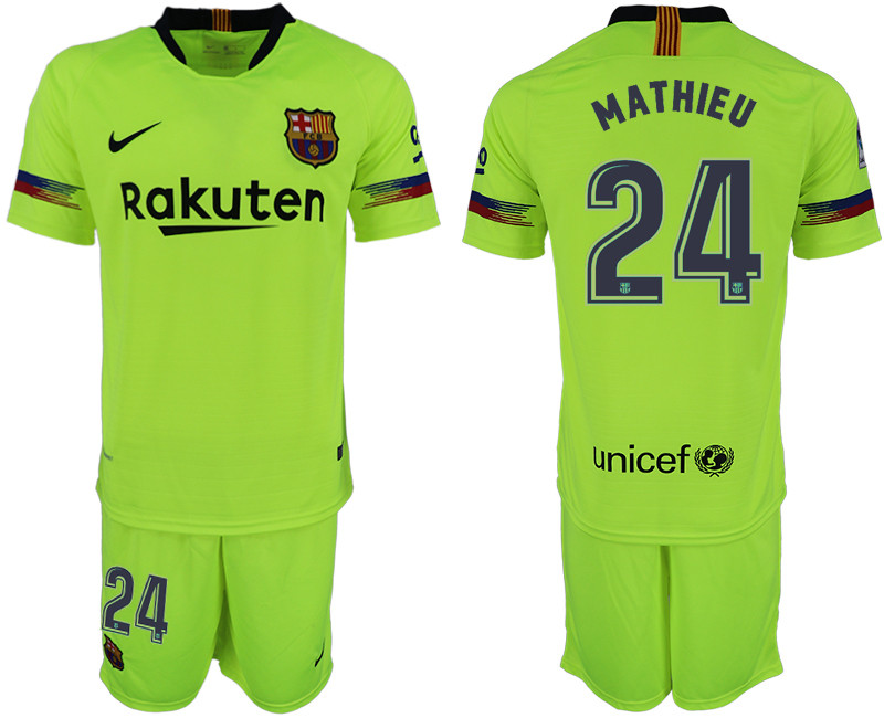2018 19 Barcelona 24 MATHIEU Away Soccer Jersey