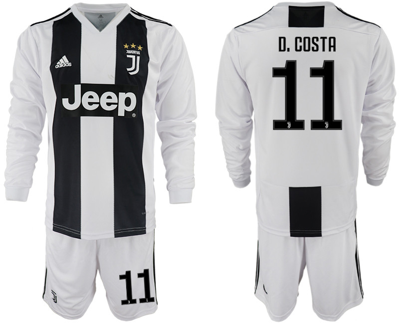 2018 19 Juventus 11 D. COSTA Home Long Sleeve Soccer Jersey