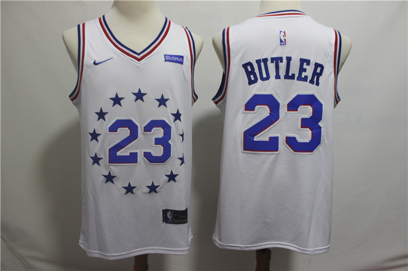 76ers 23 Jimmy Butler White 2018 19 Earned Edition Swingman Jersey