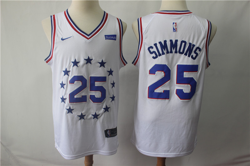 76ers 25 Ben Simmons White 2018 19 Earned Edition Swingman Jersey