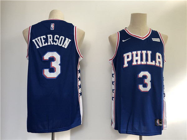 76ers 3 Allen Iverson Blue Swingman Jersey