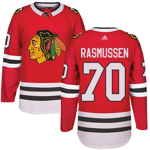 Chicago Blackhawks #70 Dennis Rasmussen Red Home Authentic Stitched NHL Jersey