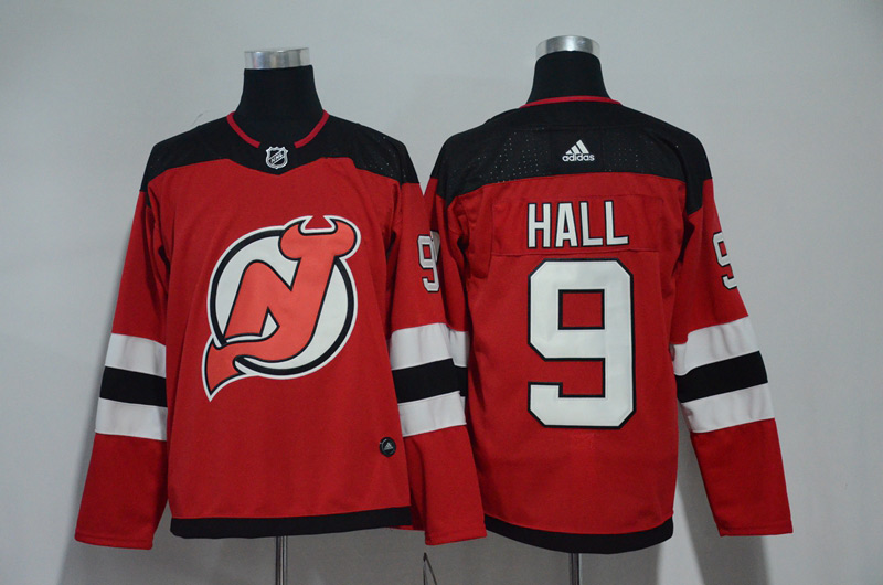 Devils #9 Taylor Hall Red with Black 2017 2018 Hockey Stitched NHL Jersey
