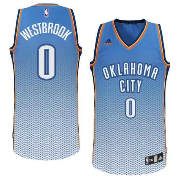 NBA 0 Russell Westbrook Oklahoma City Thunder Resonate Fashion Swingman Light Blue White Jersey