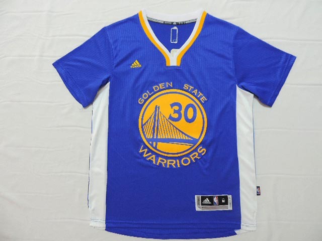 NBA 2014 2015 Golden State Warriors 30 Stephen Curry New Revolution 30 Swingman blue Jerseys with Sleeve.jpg