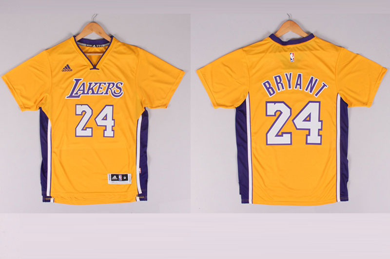 NBA 2014 2015 Los Angeles Lakers 24 Kobe Bryant New Revolution 30 Swingman Yellow Jerseys with Sleeve
