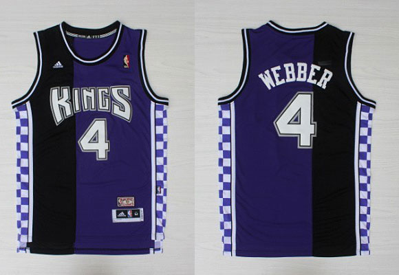 NBA NBA Sacramento Kings 4 Chirs Webber New Revolution 30 Swingman Split Purple Black Jerseys
