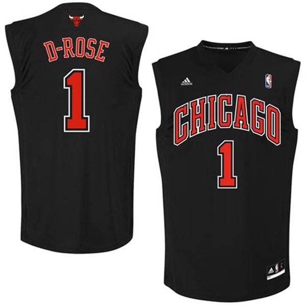 NBA Chicago Bulls 1 Derrick Rose D Rose Nickname Fashion Black Jersey