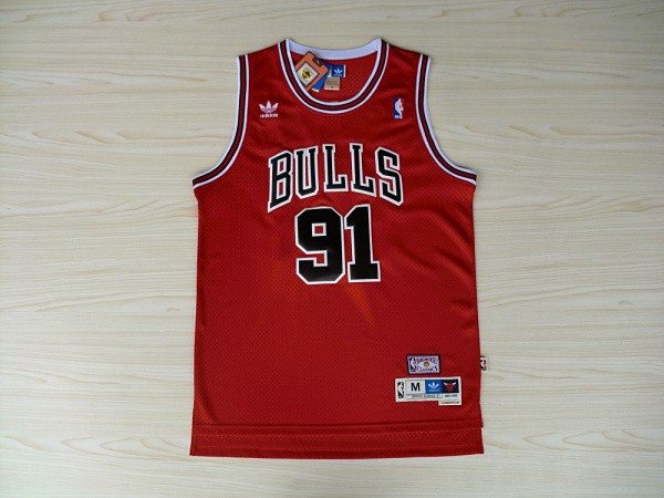 NBA Chicago Bulls 91 Dennis Rodman New Revolution 30 Swingman Red Jersey
