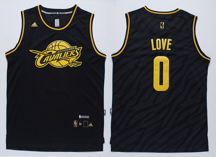 NBA Cleveland Cavaliers 0 Kevin Love Static Fashion Swingman Black Gold Jersey