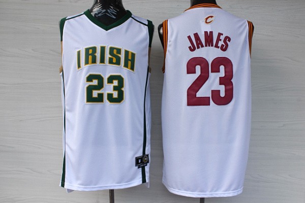 NBA Cleveland Cavaliers Split Irish High School 23 Lebron James New Revolution 30 Swingman White Jerseys