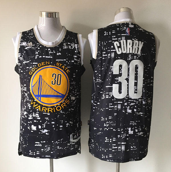 NBA Golden State Warriors 30 Stephen Curry Black City Lights Fashion Swingman Jersey