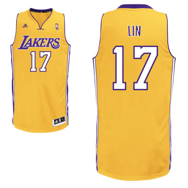 NBA Los Angeles Lakers 17 Jeremy Lin New Revolution 30 Swingman Yellow Jersey