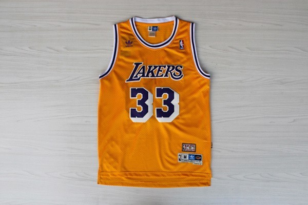  NBA Los Angeles Lakers 33 Abdul Jabbar New Rev30 Swingman Throwback Yellow Jersey