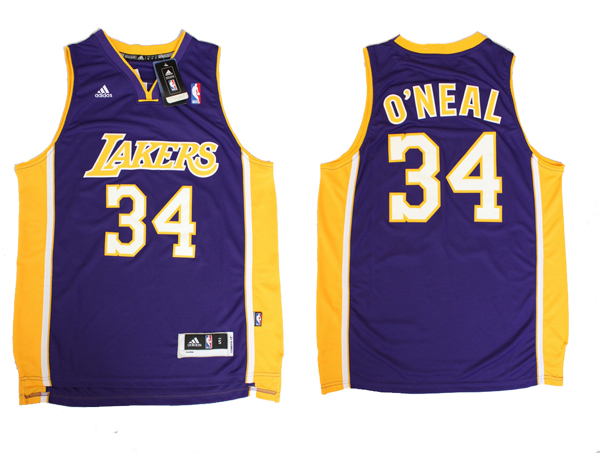 NBA Los Angeles Lakers 34 Shaquille O'Neal New Revolution 30 Swingman Purple Jersey
