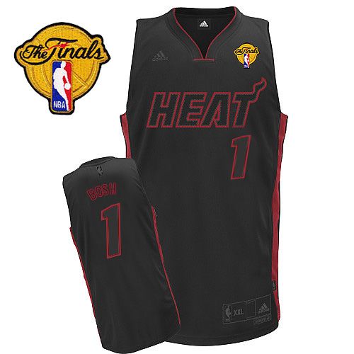 NBA Miami Heat 1 Chris Bosh New Revolution 30 Swingman Black and Red Jersey