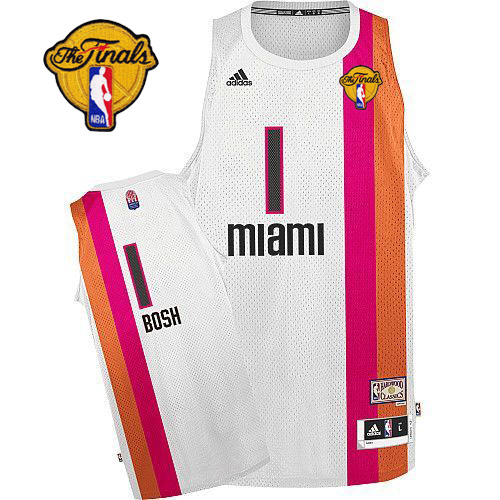 NBA Miami Heat 1 Chris Bosh Swingman Retro White Rainbow Jersey 2012 NBA Finals