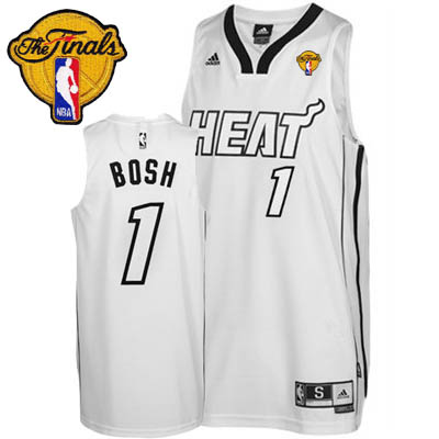 NBA Miami Heat 1 Chris Bosh White Fashion Swingman Jersey 2012 NBA Finals Patch