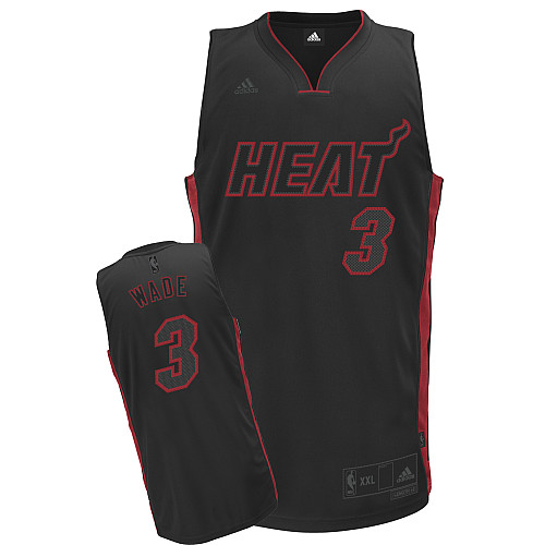 NBA Miami Heat 3 Dwyane Wade New Revolution 30 Swingman Black and Red Jersey